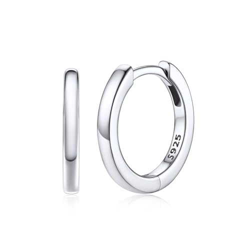 Silvora Creolen Silber 925 10mm Klein Huggie Hoop Silber Ohrringe 925 Sterling Silber Basic Creolen Kreis Ohrstecker 10mm Innerdurchmesser Kleine Kreolen Huggie Ohrschmuck für Frauen Mädchen von Silvora