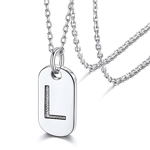 Stapelbare Alphabet L Halskette mit Anhänger Freuen Halskette mit Anfangsbuchstaben L in S925 Silber mit 41cm+5cm Verlängerungskette von Silvora