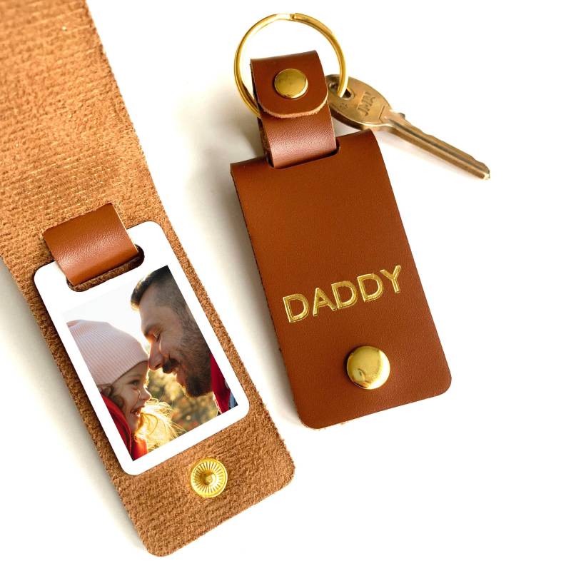 Personalisierter Papa Foto Schlüsselanhänger/Vegan Leder Geschenk Zum Vatertag Für Ihn Geburtstag Weihnachtsgeschenk Vater Nkwcm von SilvyGift