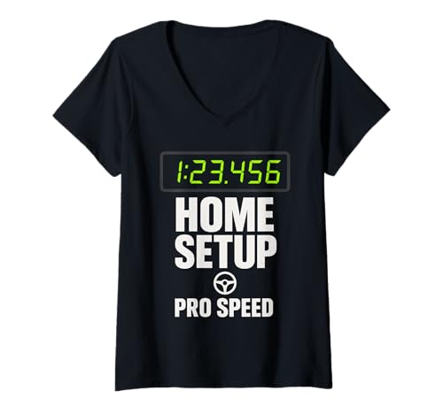 Damen SIM-Racing-Simulator-Cockpit-Rennfahrer-Erlebnis T-Shirt mit V-Ausschnitt Damen SIM-Racing-Simulator-Cockpit-Rennfahrer-Erlebnis T-Shirt mit V-Ausschnitt von Sim Racer Virtual Motorsport Gaming Gear