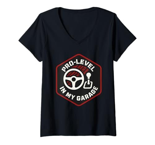 Damen SIM-Racing-Simulator-Cockpit-Rennfahrer-Erlebnis T-Shirt mit V-Ausschnitt Damen SIM-Racing-Simulator-Cockpit-Rennfahrer-Erlebnis T-Shirt mit V-Ausschnitt von Sim Racer Virtual Motorsport Gaming Gear