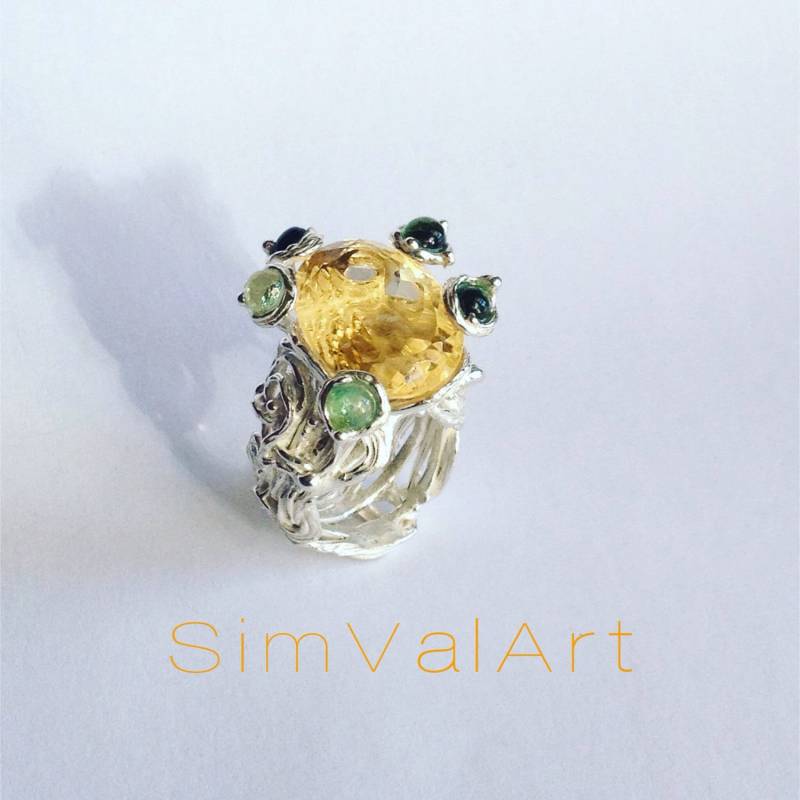 Cocktailring Ein Stück Original Und Kunstvoll Sterling Silber Cetrinquartz Tormaline Be Cocktailring Ein Stück Original Und Kunstvoll Sterling Silber Cetrinquartz Tormaline Be von SimValArt