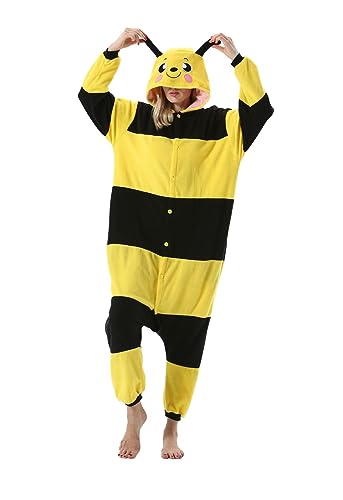 SimZoo Erwachsener Tier-Einteiler-Pyjama, Pyjama für Männer und Frauen, Bienen-Cosplay-Kostüm, Unisex-Einteiler, kleine Heimkleidung Small von SimZoo