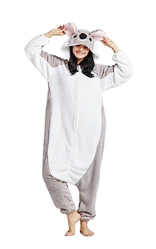 SimZoo Kigurumi Tier Onesie Unisex Erwachsene Pyjamas für Karneval Halloween Schlafanzug Party Cosplay Animal Jumpsuit,Koala von SimZoo