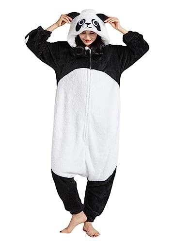 SimZoo Kigurumi Tier Onesie Unisex Erwachsene Pyjamas für Karneval Halloween Schlafanzug Party Cosplay Animal Jumpsuit,Panda von SimZoo