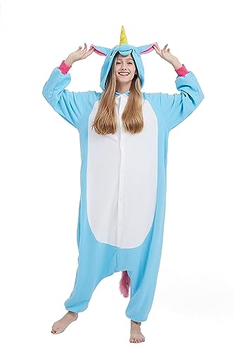 SimZoo Tier-Einteiler-Pyjama für Erwachsene, Einhorn-KostüM-NachtwäSche für Herren und Damen, Einteilige Unisex-Hauskleidung von SimZoo