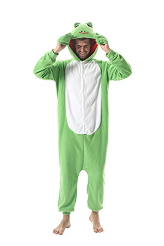 SimZoo Tier-Einteiler-Pyjama für Erwachsene, Frosch-KostüM-NachtwäSche für Herren und Damen, Einteilige Unisex-Hauskleidung von SimZoo