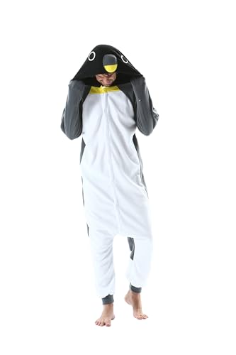 SimZoo Tier-Einteiler-Pyjama für Erwachsene, Graue Pinguine Herrenund Damen, Cosplay-KostüM, NachtwäSche, Einteilige Unisex-Hauskleidung von SimZoo