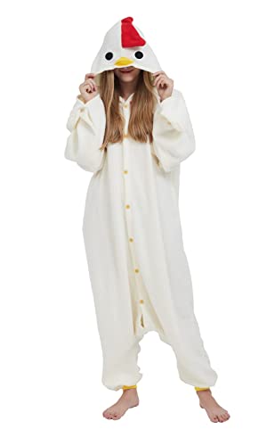 SimZoo Tier-Einteiler-Pyjama für Erwachsene, Herrenund Damen, Huhn, Cosplay-Kostüm, Nachtwäsche, Einteilige Unisex-Hauskleidung von SimZoo