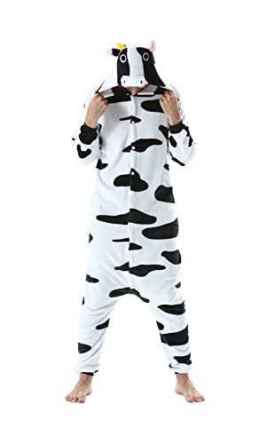 SimZoo Tier-Einteiler-Pyjama für Erwachsene, Kuh-KostüM-NachtwäSche für Herren und Damen, Einteilige Unisex-Hauskleidung von SimZoo