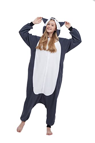 SimZoo Tier-Einteiler-Pyjama für Erwachsene, Lemur-KostüM-NachtwäSche für Herren und Damen, Einteilige Unisex-Hauskleidung von SimZoo