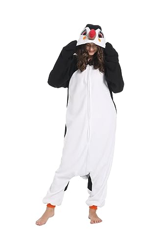 SimZoo Tier-Einteiler-Pyjama für Erwachsene, Papageientaucher Herren-und Damen-Tier-Cosplay-Kostüm-Nachtwäsche, Einteilige Unisex-Hauskleidung von SimZoo