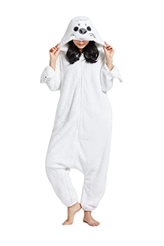 SimZoo Tier-Einteiler-Pyjama für Erwachsene, Sattelrobbe Herren-und Damen-Tier-Cosplay-KostüM-NachtwäSche, Einteilige Unisex-Hauskleidung von SimZoo