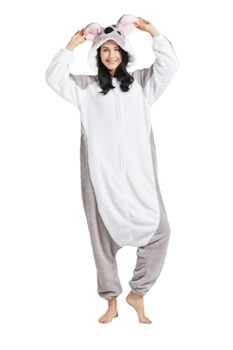 SimZoo Tier-Einteiler-Pyjama für Erwachsene, Tier-Cosplay-Kostüm-Nachtwäsche für Männer und Frauen, Arktischer Samt Koala Unisex-Einteiler für zu Hause Large von SimZoo