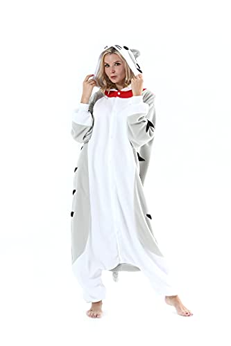 SimZoo Tier Onesies Kostüm Cosplay Pyjama Unisex Erwachsene Fasching Halloween Käsekatze M(156-167CM) von SimZoo