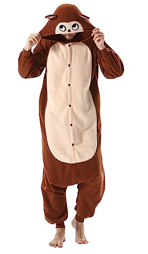 SimZoo Unisex Pyjamas Onesies Tiere Kostüm Cosplay Erwachsene Karneval Nachtwäsche Halloween Schlafanzug Fasching Einteiler,AFFE von SimZoo