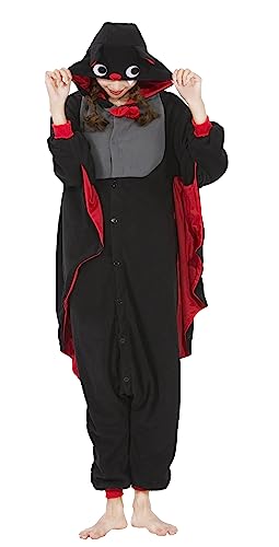 SimZoo Unisex Pyjamas Onesies Tiere Kostüm Cosplay Erwachsene Karneval Nachtwäsche Halloween Schlafanzug Fasching Einteiler,Bat von SimZoo