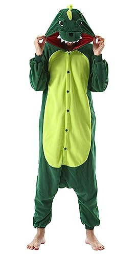 SimZoo Unisex Pyjamas Onesies Tiere Kostüm Cosplay Erwachsene Karneval Nachtwäsche Halloween Schlafanzug Fasching Einteiler,Dinosaurier von SimZoo