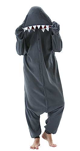 SimZoo Unisex Pyjamas Onesies Tiere Kostüm Cosplay Erwachsene Karneval Nachtwäsche Halloween Schlafanzug Fasching Einteiler,Hai von SimZoo