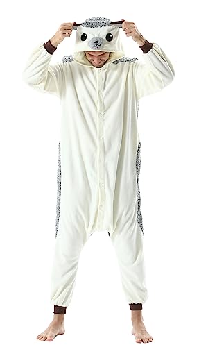 SimZoo Unisex Pyjamas Onesies Tiere Kostüm Cosplay Erwachsene Karneval Nachtwäsche Halloween Schlafanzug Fasching Einteiler,Igel von SimZoo