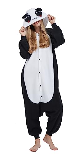 SimZoo Unisex Pyjamas Onesies Tiere Kostüm Cosplay Erwachsene Karneval Nachtwäsche Halloween Schlafanzug Fasching Einteiler,Panda-2 von SimZoo