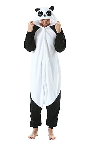 SimZoo Unisex Pyjamas Onesies Tiere Kostüm Cosplay Erwachsene Karneval Nachtwäsche Halloween Schlafanzug Fasching Einteiler,Panda von SimZoo