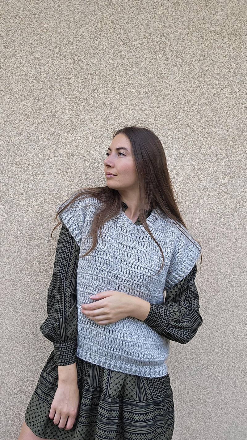 Gehäkelte Weste Handgefertigte Gehäkelte Pullover Weste, Häkeln Wollweste, Ärmelloser Pullover, Grobstrick von SimaMade