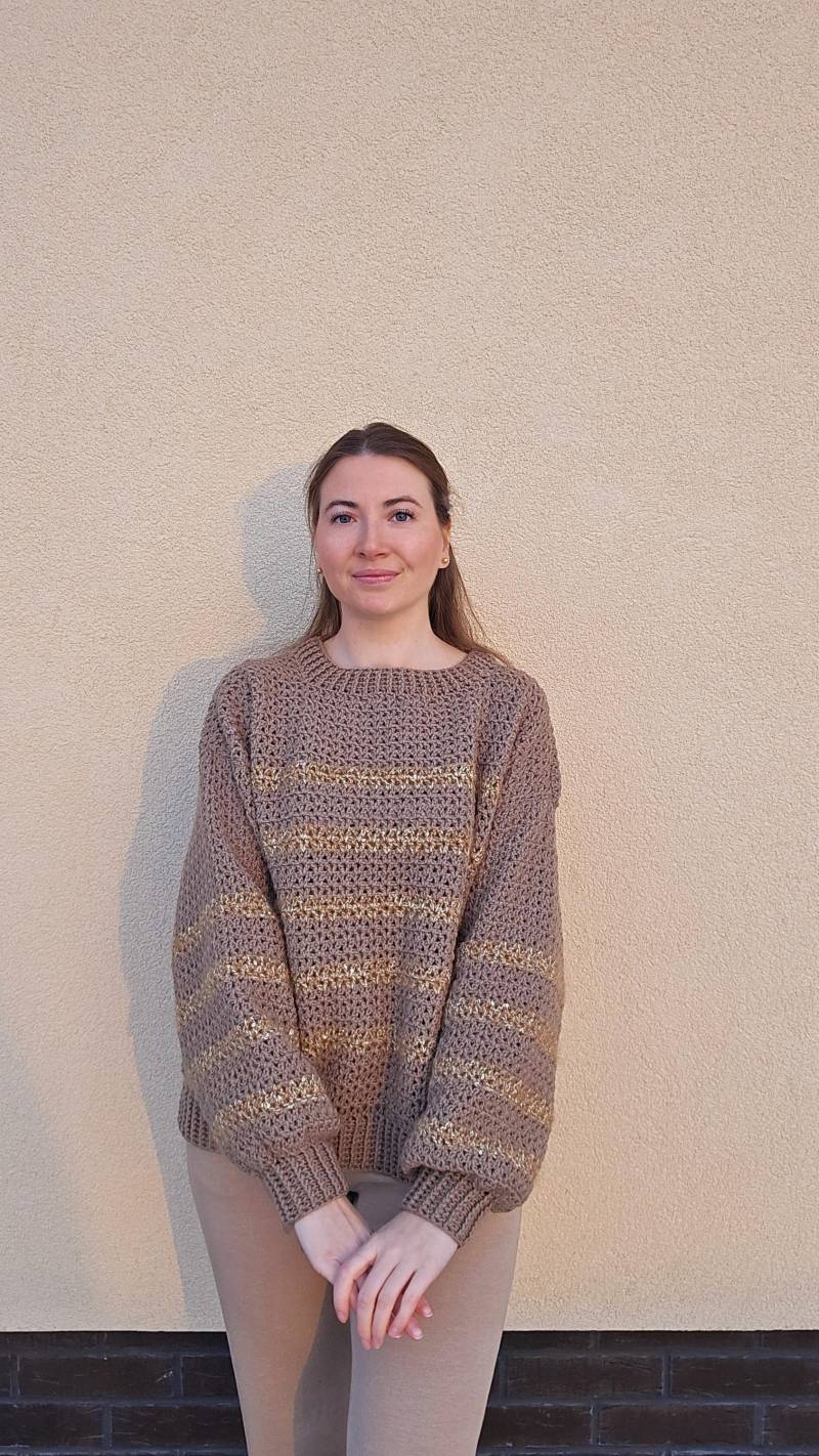 Handgefertigte Mohair Blend Häkelpullover Flauschiger Oversize Pullover von SimaMade