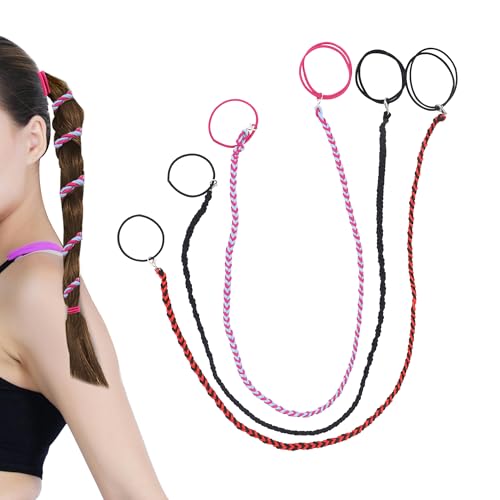 Haargummis für Sport, bunte Pferdeschwanzhalter für Damen, elastische Spiralhaargummis für mittellange, feine Haare, geflochtene Pferdeschwanz-Haargummis, 63,5 cm, 3 Packungen (dunkel) von Simaixing