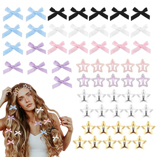 Kleine Haarschleifen, 30 Stück, rutschfeste Stern-Haarspangen, niedliche Schleifen-Haarspangen für Damen, Metallstern und Satinschleifen, Haarspangen für Haardekoration, 9 Farben Kleine Haarschleifen, 30 Stück, rutschfeste Stern-Haarspangen, niedliche Schleifen-Haarspangen für Damen, Metallstern und Satinschleifen, Haarspangen für Haardekoration, 9 Farben von Simaixing