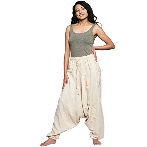 Simandra Damen Haremshose Singharaja Bequeme Baggy Aladinhose für Sommer und Yoga, Beige Einheitsgröße von Simandra