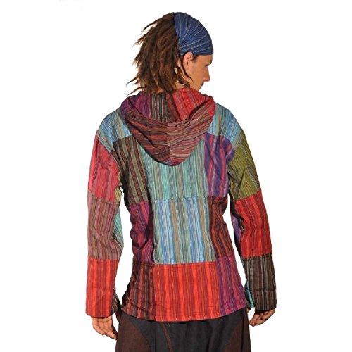 Patchwork Kapuze Hemd Pullover Shirt Fischerhemd Freizeithemd Freizeitshirt Hippie Goa PSY Kurta (L) von Simandra