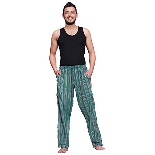 Simandra Haremshose Freizeithose Fischerhose Fitness Cargo Hippie Goa Schlupfhose PSY Ethno Sport Happening (Grün, S) von Simandra