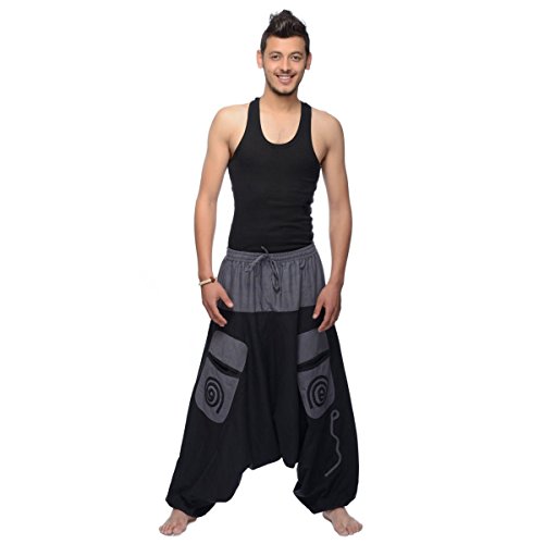 Simandra Haremshose Pumphose Aladinhose Pluderhose Yoga Goa Sarouel Baggy Aladin Freizeithose Herren (Grau, S/M) Simandra Haremshose Pumphose Aladinhose Pluderhose Yoga Goa Sarouel Baggy Aladin Freizeithose Herren (Grau, S/M) von Simandra