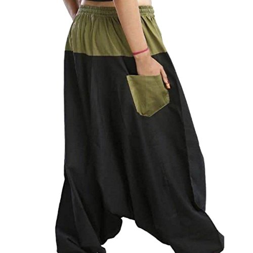 Simandra Haremshose Pumphose Aladinhose Pluderhose Yoga Goa Sarouel Baggy Aladin Freizeithose Herren (Schwarz-grün, S/M) von Simandra