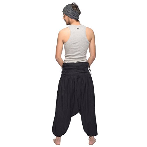 Haremshose Pumphose Aladinhose Pluderhose Yoga Goa Sarouel Baggy Freizeithose Schnürung Jaya Herren (Schwarz, S/M) von Simandra