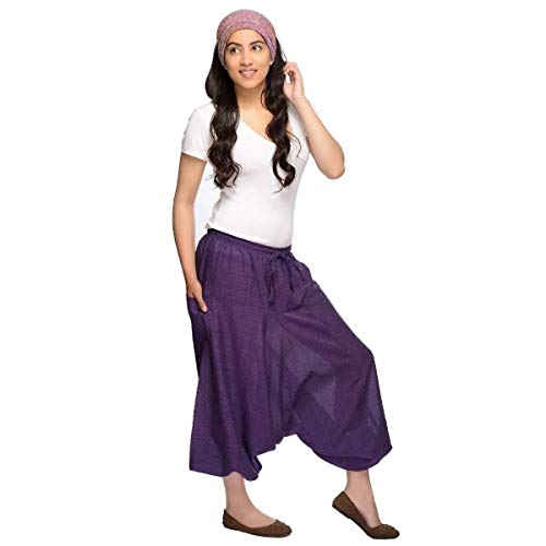 Haremshose Pumphose Aladinhose Pluderhose Yoga Goa Sarouel Baggy Freizeithose Singharaja Damen (Lila, Einheitsgröße) von Simandra