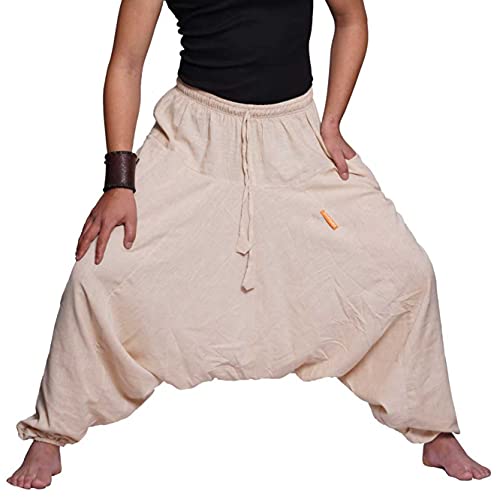 Simandra Haremshose „Singharaja“ I Beige (Einheitsgröße) I Fair gehandelte Unisex Aladinhose I Schlichte Pumphose für jedes Outfit I Baggy Hose I Handgemacht in Nepal von Simandra