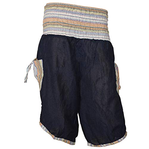 Haremshose Shorts Bermuda Jogginghose Sweathose Freizeithose Trainingshose gesmokt Varkala Herren (Blau, Einheitsgröße) von Simandra