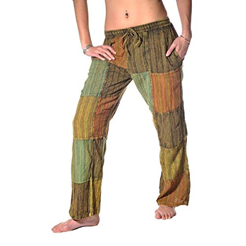 Simandra Patchwork Haremshose Freizeithose Fischerhose Fitness Hippie Goa Schlupfhose PSY Ethno Sport (Bunt, M) von Simandra