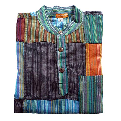 Patchwork Hemd Pullover Shirt Fischerhemd Freizeithemd Freizeitshirt Hippie Goa PSY Sweater Bash (XL) von Simandra