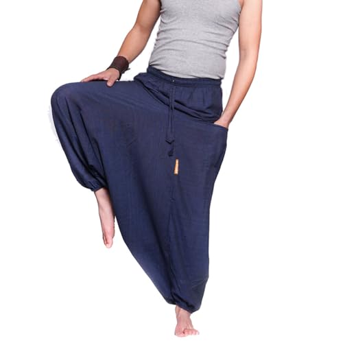 Simandra Haremshose „Singharaja“ I Blau (Einheitsgröße) I Fair gehandelte Unisex Aladinhose I Schlichte Pumphose für jedes Outfit I Baggy Hose I Handgemacht in Nepal von Simandra