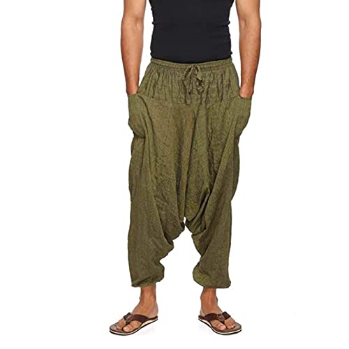 Simandra Haremshose „Singharaja“ I Grün (Einheitsgröße) I Fair gehandelte Unisex Aladinhose I Schlichte Pumphose für jedes Outfit I Baggy Hose I Handgemacht in Nepal von Simandra