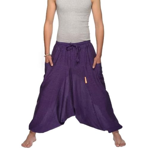 Simandra Haremshose „Singharaja“ I Lila (Einheitsgröße) I Fair gehandelte Unisex Aladinhose I Schlichte Pumphose für jedes Outfit I Baggy Hose I Handgemacht in Nepal von Simandra