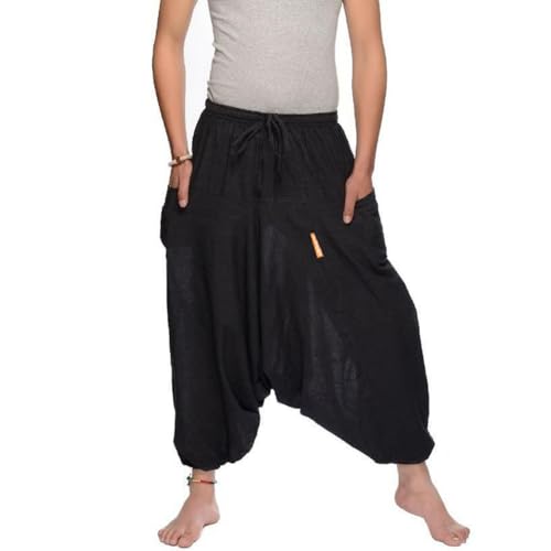 Simandra Haremshose „Singharaja“ I Schwarz (Einheitsgröße) I Fair gehandelte Unisex Aladinhose I Schlichte Pumphose für jedes Outfit I Baggy Hose I Handgemacht in Nepal von Simandra