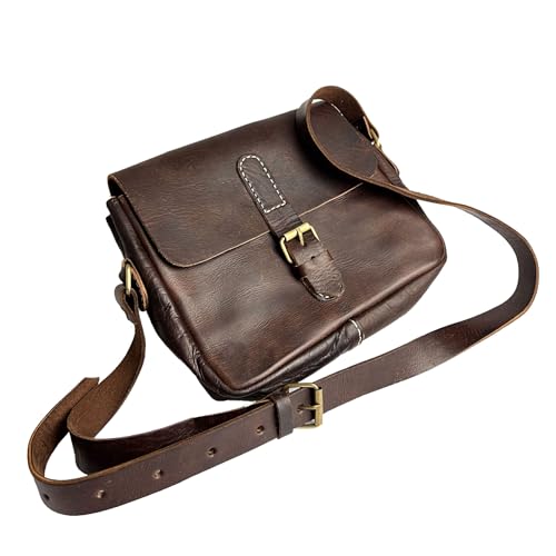 Simandra Leder-Tasche „Noura“ 20x23cm in dunkelbraun • marokkanische Umhängetasche • elegant & klassisch • 100% Handarbeit und Rindsleder • mit verstellbarem Schultergurt + 5 Fächer von Simandra