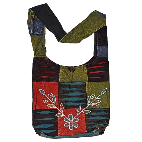 Simandra Patchwork Tasche Umhängetasche Handtasche Beuteltasche Tragetasche Schultertasche Shopper bestickt Farbe Kringel von Simandra