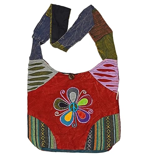 Simandra Patchwork Tasche Umhängetasche Handtasche Beuteltasche Tragetasche Schultertasche Shopper bestickt Farbe One-Flower von Simandra
