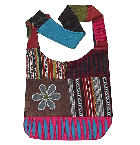 Simandra Patchwork Tasche Umhängetasche Handtasche Beuteltasche Tragetasche Schultertasche Shopper bestickt Farbe Schnürung von Simandra