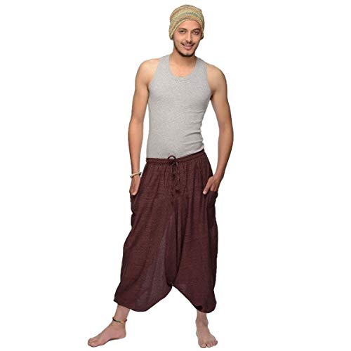Simandra Singharaja Haremshose Pumphose Aladinhose Pluderhose Yoga Goa Freizeithose Herren Farbe Braun, Größe One Size von Simandra
